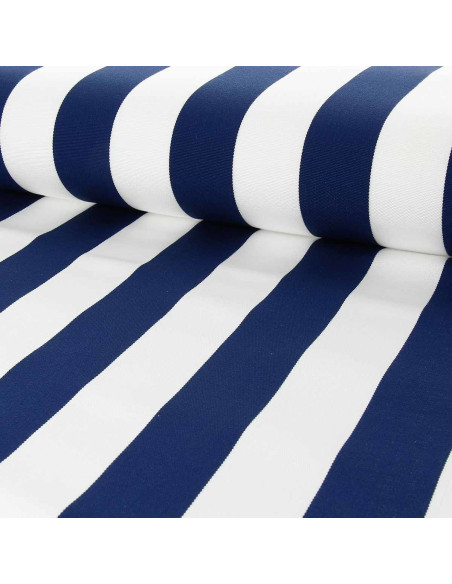 Tela de tumbona - Blanco y azul marino