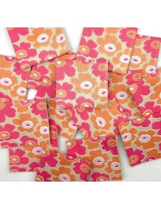 Lote de 5 etiquetas tejidas para coser Flores vintage