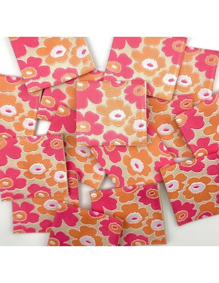 Lote de 5 etiquetas tejidas para coser Flores vintage