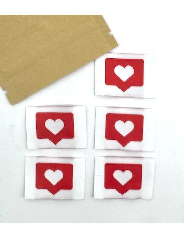 Lote de 5 etiquetas tejidas para coser Like rojo