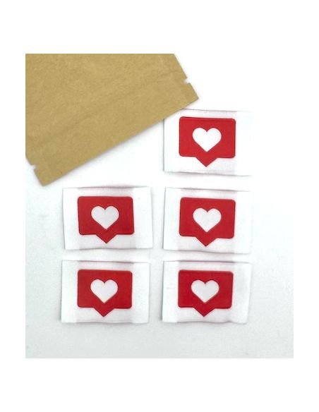Lote de 5 etiquetas tejidas para coser Like rojo
