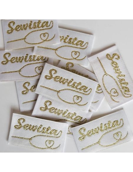 Lote de 5 etiquetas tejidas para coser Sewista