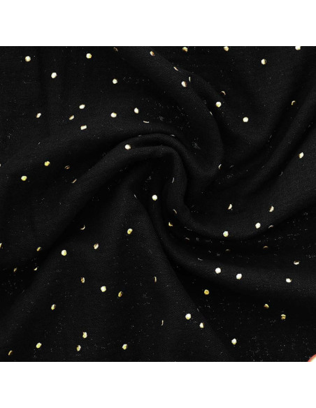 Tejido de doble gasa de algodón con mini lunares dorados - Negro