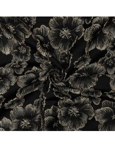 Tejido jacquard - Flores negras