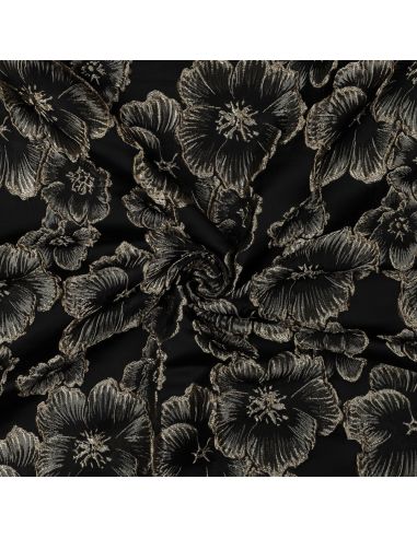 Tejido jacquard - Flores negras