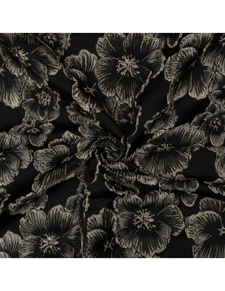 Tejido jacquard - Flores negras