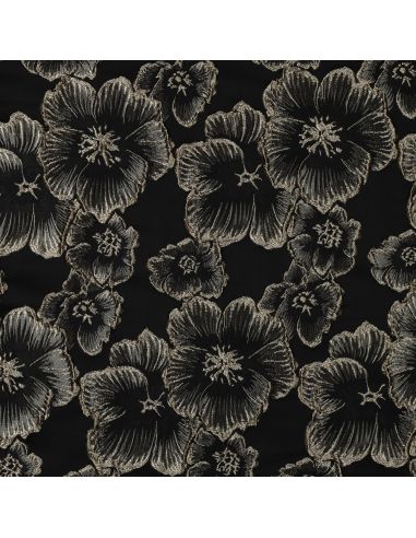 Tejido jacquard - Flores negras