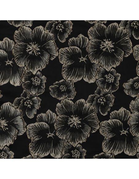 Tejido jacquard - Flores negras