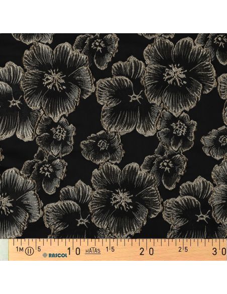 Tejido jacquard - Flores negras