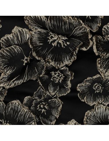 Tejido jacquard - Flores negras