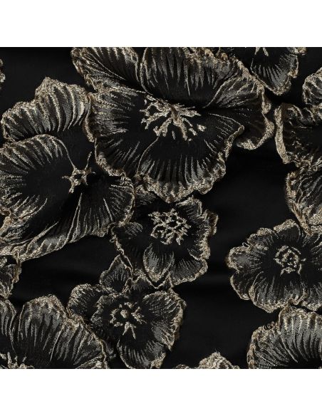 Tejido jacquard - Flores negras