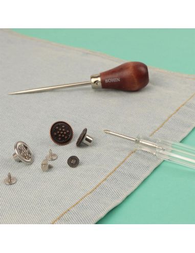 Caja de 4 botones de jeans para atornillar de 14 mm en bronce Bohin
