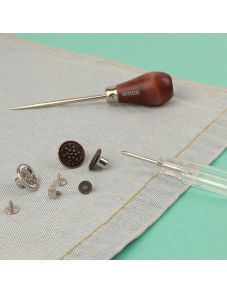 Caja de 4 botones de jeans para atornillar de 14 mm en bronce Bohin