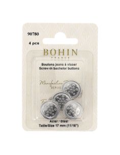 Caja de 4 botones de jeans para atornillar de 17 mm plata Bohin