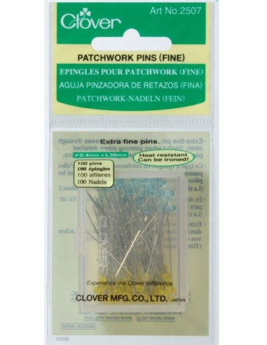 Caja de 100 alfileres ultra finos para patchwork Clover