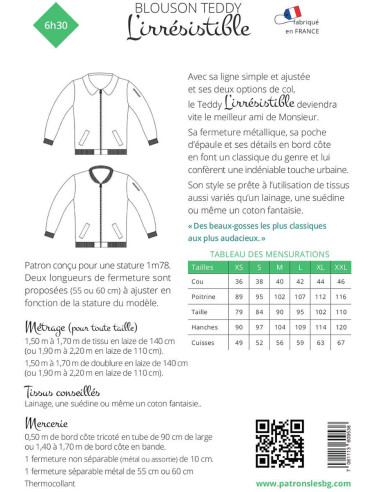 Patrón de chaqueta para hombre l'Irrésistible - Les BG