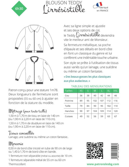 Patrón de chaqueta para hombre l'Irrésistible - Les BG