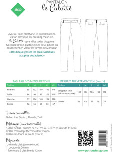 Patrón de pantalón chino para hombre Le Culotté - Les BG 2