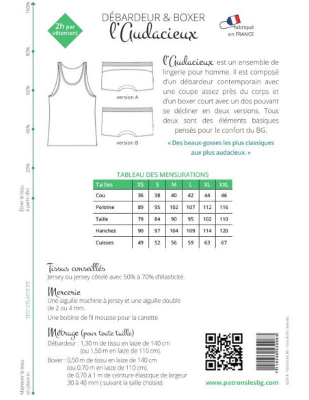 Patrón de bóxer y camiseta sin mangas para hombre L'Audacieux - Les BG