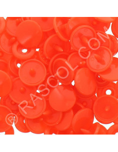 Bolsa de 25 broches de resina KAM redondas - Naranja fluorescente