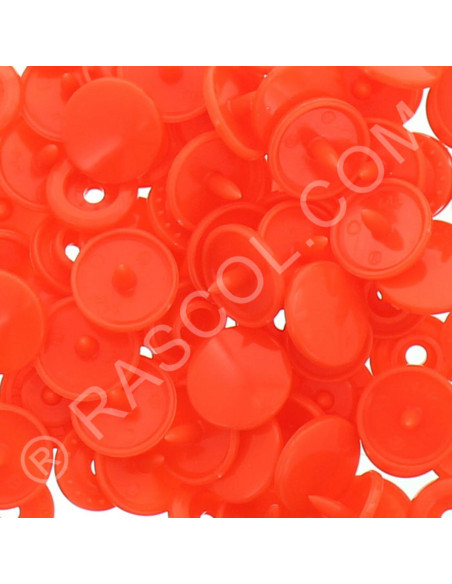 Bolsa de 25 broches de resina KAM redondas - Naranja fluorescente