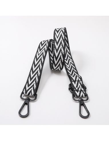 Sangle de sac avec mousquetons - Zig zag vert et noir