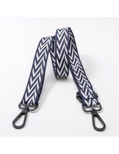 Sangle de sac chevrons avec mousquetons - Bleu marine