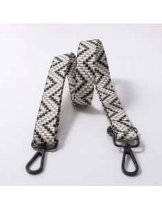 Sangle de sac avec mousquetons - Zig zag noir et châtain