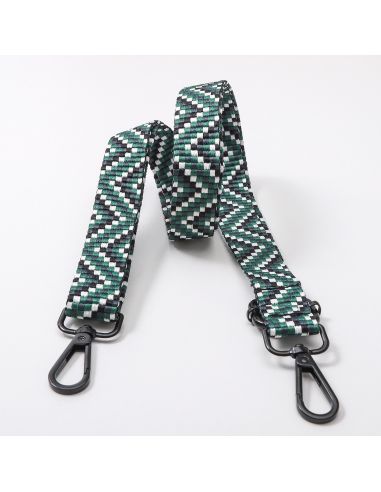 Sangle de sac avec mousquetons - Zig zag vert et noir