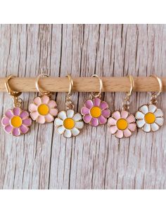 Lot de 6 anneaux marqueurs de maille - Assortiment de marguerites 2