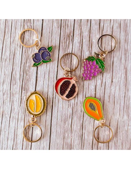 Lot de 5 anneaux marqueurs de maille - Fruits