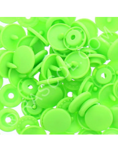 Bolsa de 25 broches de resina KAM redondas - Verde fluorescente