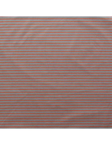 Tissu jersey gratté rayures fines - Gris et orange vif