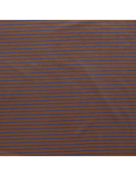 Tissu jersey gratté rayures fines - Marron et bleu