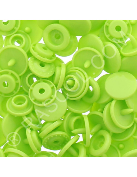 Bolsa de 25 broches de resina KAM redondas - Verde manzana