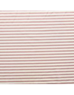 Tissu jersey gratté rayures larges - Rose et écru 2