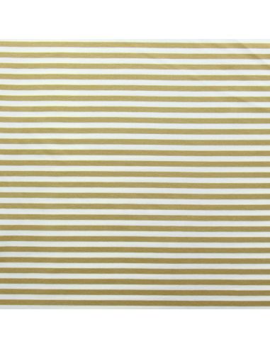 Tissu jersey gratté rayures larges - Beige et écru