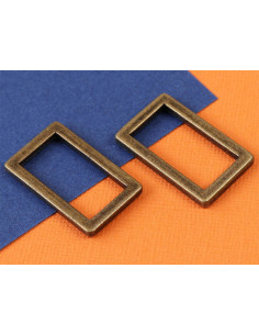 Juego de 2 hebillas rectangulares 19 x 25 mm latón antiguo