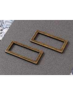 Juego de 2 hebillas rectangulares 13 x 38 mm latón antiguo