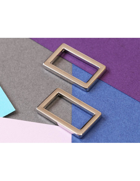 Juego de 2 hebillas rectangulares 19 x 25 mm plata