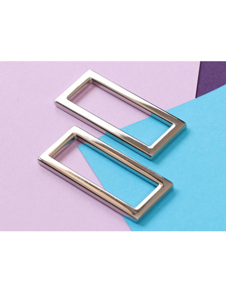 Juego de 2 hebillas rectangulares de 13 x 38 mm en plata