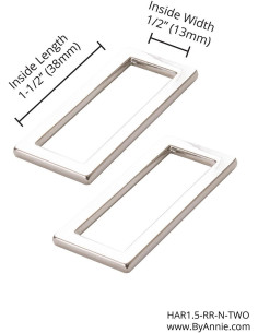 Juego de 2 hebillas rectangulares de 13 x 38 mm en plata 2