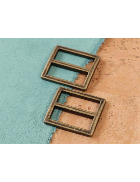 Juego de 2 hebillas deslizantes 28 x 25 mm latón antiguo
