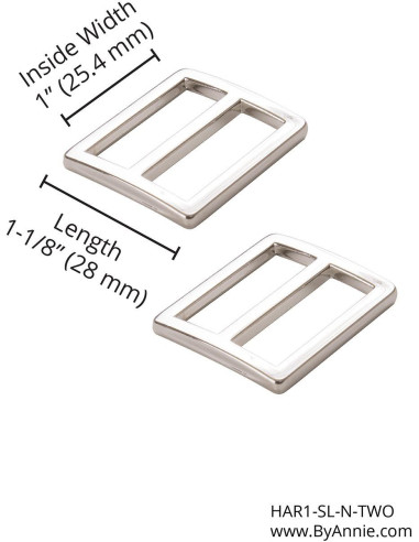 Juego de 2 hebillas deslizantes 28 x 25 mm plata
