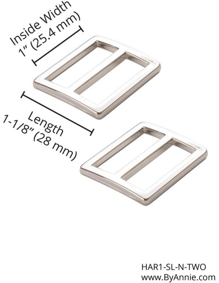 Juego de 2 hebillas deslizantes 28 x 25 mm plata