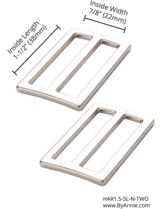 Juego de 2 hebillas deslizantes de 22 x 38 mm plateadas 2