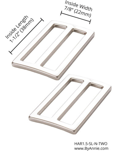 Juego de 2 hebillas deslizantes de 22 x 38 mm plateadas