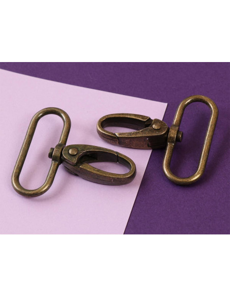 Juego de 2 mosquetones pasante 38 mm latón antiguo