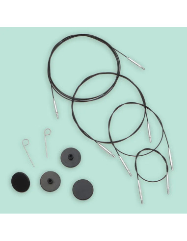 Câble pivotant Swivel Thin & Flex pour aiguilles KnitPro - Noir
