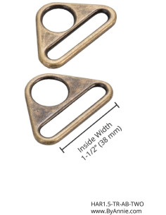 Juego de 2 anillos triangulares de 38 mm de latón antiguo 2
